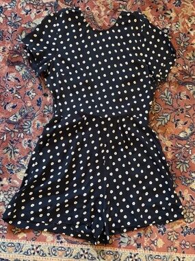 REFORMATION Navy Daisy Tie-Back Romper Playsuit size 4 Small
